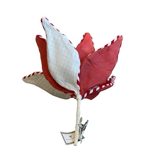 MacKenzie Childs Peppermint Stripe Jumbo Flower Clip Courtly Check Christmas NEW - Picture 9 of 11